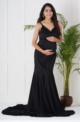 Plum and Peaches Black trail maternity photoshoot gown