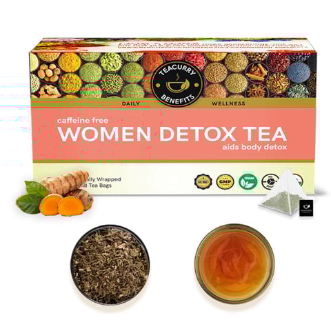TEACURRY Women Detox Tea (1 Month pack | 30 Tea bags) -  Helps with Weight Loss, Liver Detox and Intestinal Health
