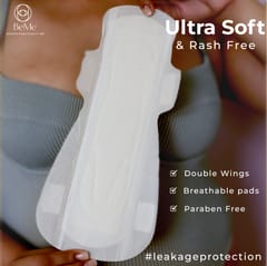 Be Me - Sanitary Pads for Women - XL (Double Wings) - Heavy Flow/Overnight Pads - Pack of 60 Pads - With Disposal Pouches, Rash Free,Biodegradable, Anti Bacterial Napkins