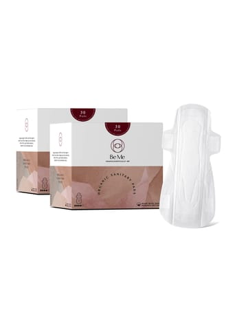 Be Me - Sanitary Pads for Women - Single Wing - For Moderate & Heavy Flow - With Brown Disposal Pouches, Rash Free, Biodegradable, Anti Bacterial Napkin (Regular- Pack of 60 Pads)