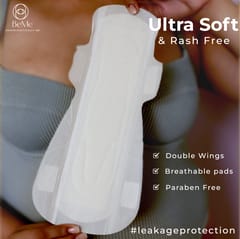 Be Me - Sanitary Pads for Women - XL (Double Wings) - Heavy Flow/Overnight Pads - Pack of 30 Pads - With Disposal Pouches, Rash Free,Biodegradable, Anti Bacterial Napkins