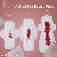 Be Me - Sanitary Pads for Women - XL (Double Wings) - Heavy Flow/Overnight Pads - Pack of 30 Pads - With Disposal Pouches, Rash Free,Biodegradable, Anti Bacterial Napkins