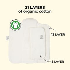 Snugkins -New Age Reusable, Waterproof & Washable Cloth Diapers for Babies ( 0-2 years).Contains 1 Diaper, 1 Wet-Free Organic Cotton Pad & 1 Booster Pad. Fits 5kg - 14kg babies - Avocuddle