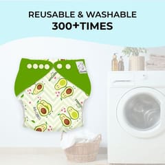 Snugkins -New Age Reusable, Waterproof & Washable Cloth Diapers for Babies ( 0-2 years).Contains 1 Diaper, 1 Wet-Free Organic Cotton Pad & 1 Booster Pad. Fits 5kg - 14kg babies - Avocuddle