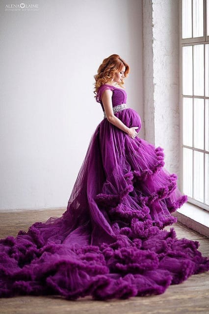 Purple Maternity Photoshoot Trail Gown