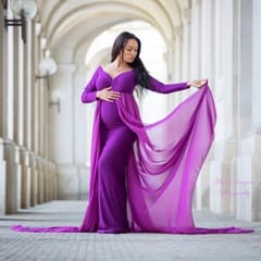 Maternity Photography Long Dress With Cloak Fitted Pregnancy Dresses