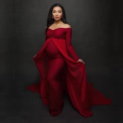 Maternity Photography Long Dress With Cloak Fitted Pregnancy Dresses
