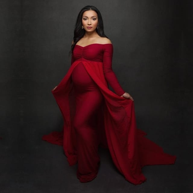 Maternity Photography Long Dress With Cloak Fitted Pregnancy Dresses
