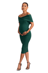 Maternity Midi Dress With Ruching