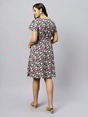 TUMMY-Multicolour organic cotton maternity dress with drawstring