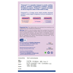 TRIMACARE™ 3 Advance Prenatal Multivitamin for Pregnancy | Folic Acid | Vitamin C | Vitamin D | Vitamin k | Calcium, Iron, Magnesium | Omega 3 Fatty Acid | Third Trimester