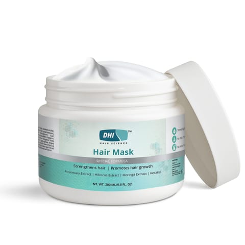 DHI Hair Mask with Moringa, Hibiscus, Shea Butter & Rosemary | Strengthens & Promotes Hair Growth| For Hair Fall | Suitable For All Hair Types | Smoothening for Men & Women | 200 ml